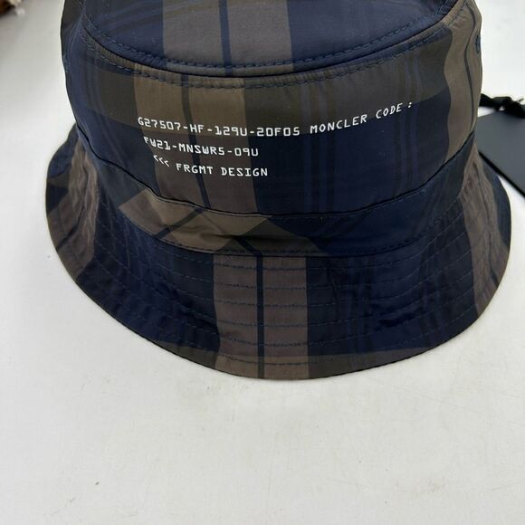 Men’s Moncler genius fragment printed check, nylon bucket, hat, size medium - Picture 2 of 8